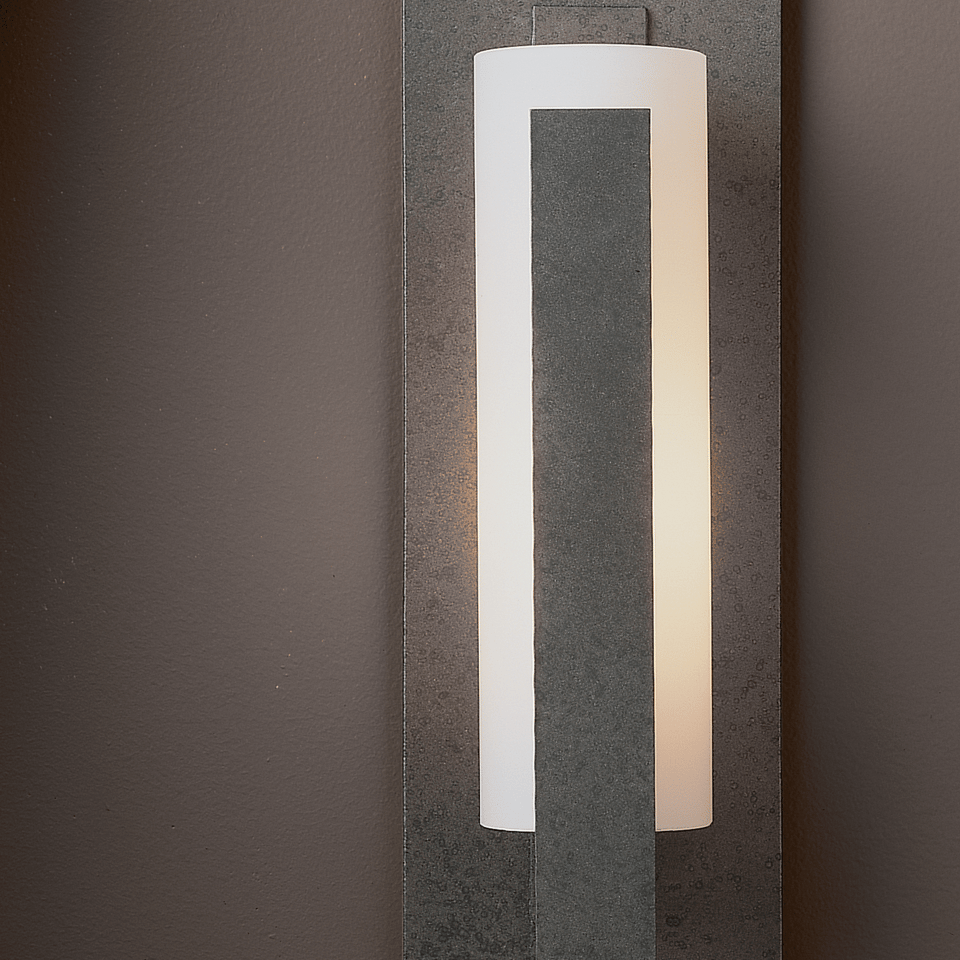 Hubbardton Forge 1-Light Forged Vertical Bar Sconce With Dimmable Lighting & Steel Backplate