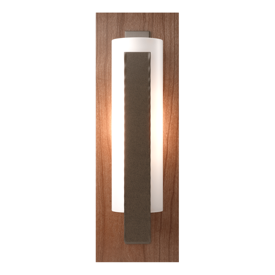 Forged Vertical Bar Sconce With Cherry or Copper Backplate, Dimmable, Damp Rated, 15"H x 5"W