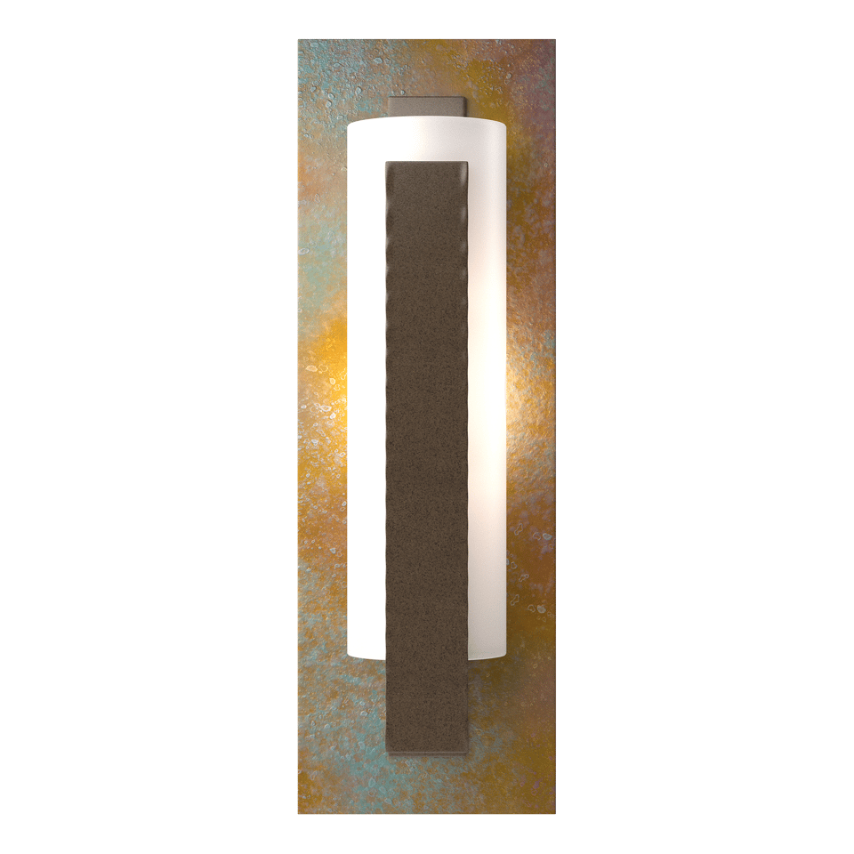 Forged Vertical Bar Sconce With Cherry or Copper Backplate, Dimmable, Damp Rated, 15"H x 5"W