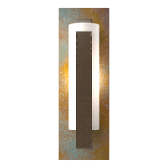 Forged Vertical Bar Sconce With Cherry or Copper Backplate, Dimmable, Damp Rated, 15"H x 5"W