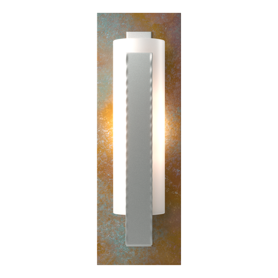 Forged Vertical Bar Sconce With Cherry or Copper Backplate, Dimmable, Damp Rated, 15"H x 5"W