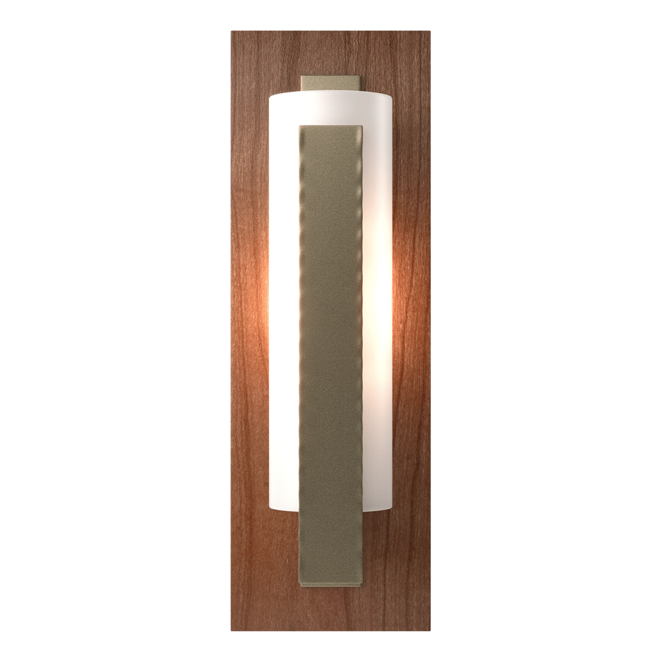 Forged Vertical Bar Sconce With Cherry or Copper Backplate, Dimmable, Damp Rated, 15"H x 5"W