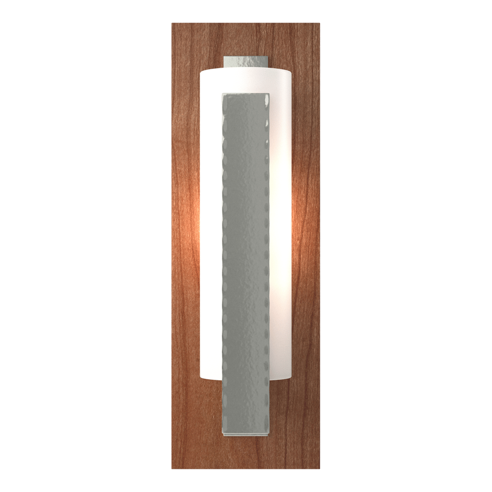 Forged Vertical Bar Sconce With Cherry or Copper Backplate, Dimmable, Damp Rated, 15"H x 5"W