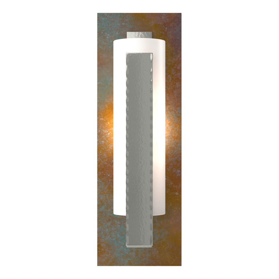 Forged Vertical Bar Sconce With Cherry or Copper Backplate, Dimmable, Damp Rated, 15"H x 5"W