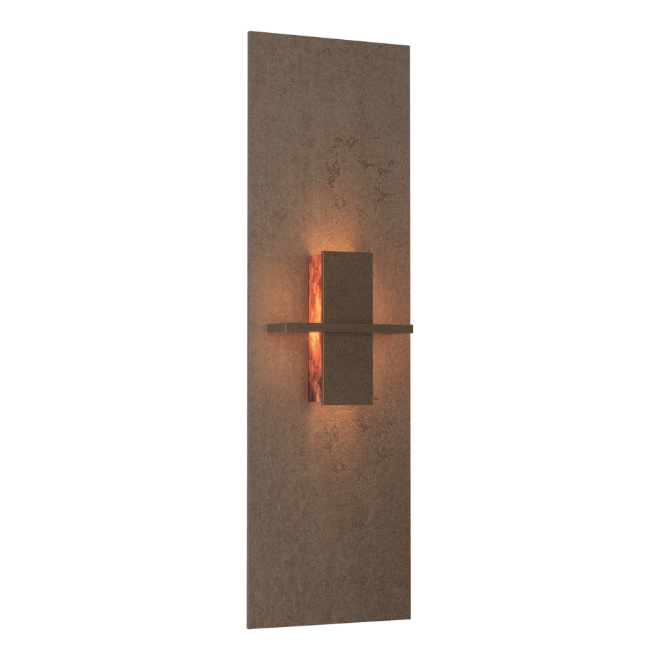 Hubbardton Forge Aperture Vertical Sconce 217520 - Handcrafted Glass Shade, Dimmable, UL Damp Rated