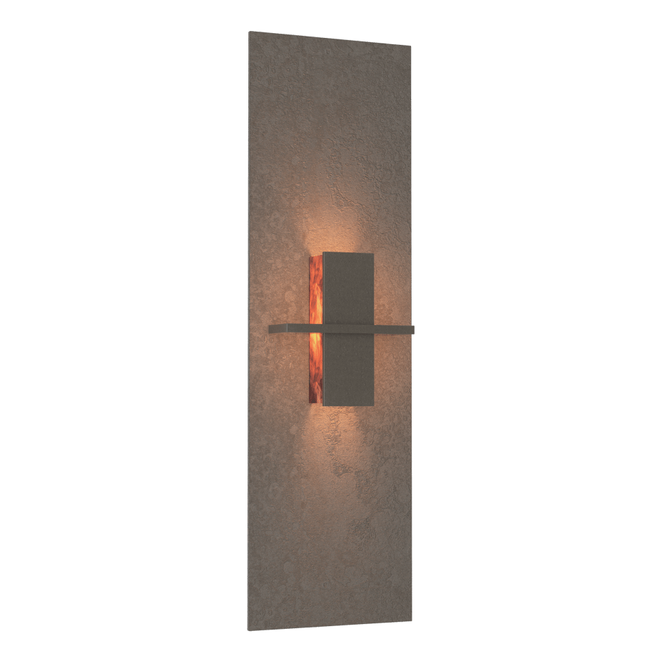 Hubbardton Forge Aperture Vertical Sconce 217520 - Handcrafted Glass Shade, Dimmable, UL Damp Rated