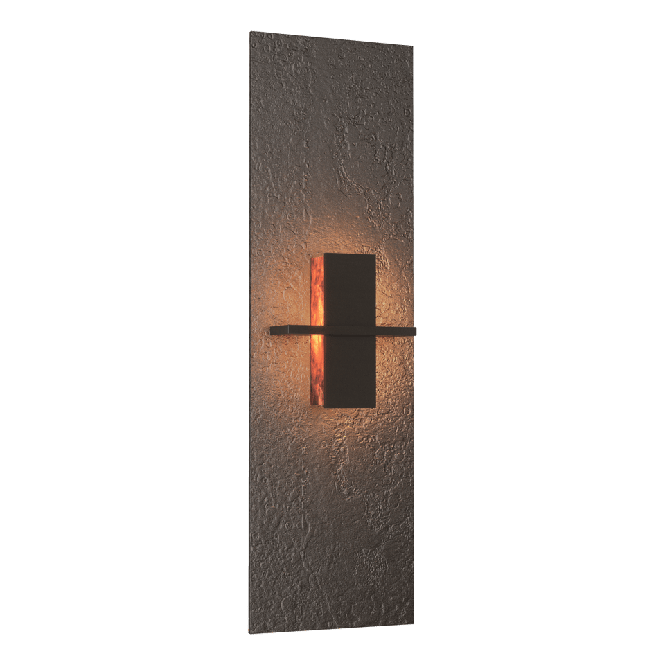 Hubbardton Forge Aperture Vertical Sconce 217520 - Handcrafted Glass Shade, Dimmable, UL Damp Rated