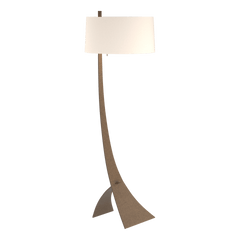 Hubbardton Forge Stasis Floor Lamp 58.5" Tall Hand-Forged Iron with Flax Linen Shade