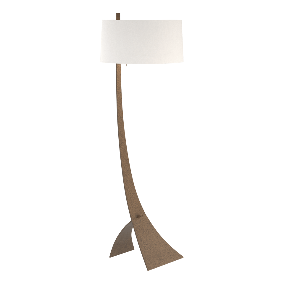 Hubbardton Forge Stasis Floor Lamp 58.5" Tall Hand-Forged Iron with Flax Linen Shade