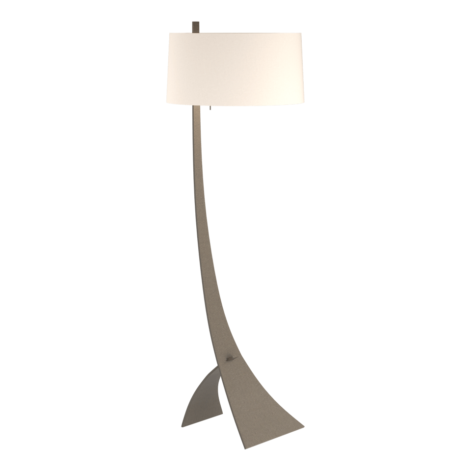 Hubbardton Forge Stasis Floor Lamp 58.5" Tall Hand-Forged Iron with Flax Linen Shade