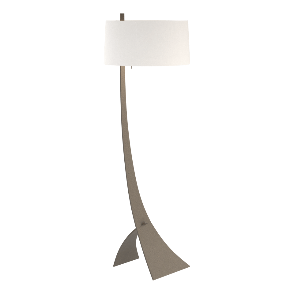 Hubbardton Forge Stasis Floor Lamp 58.5" Tall Hand-Forged Iron with Flax Linen Shade