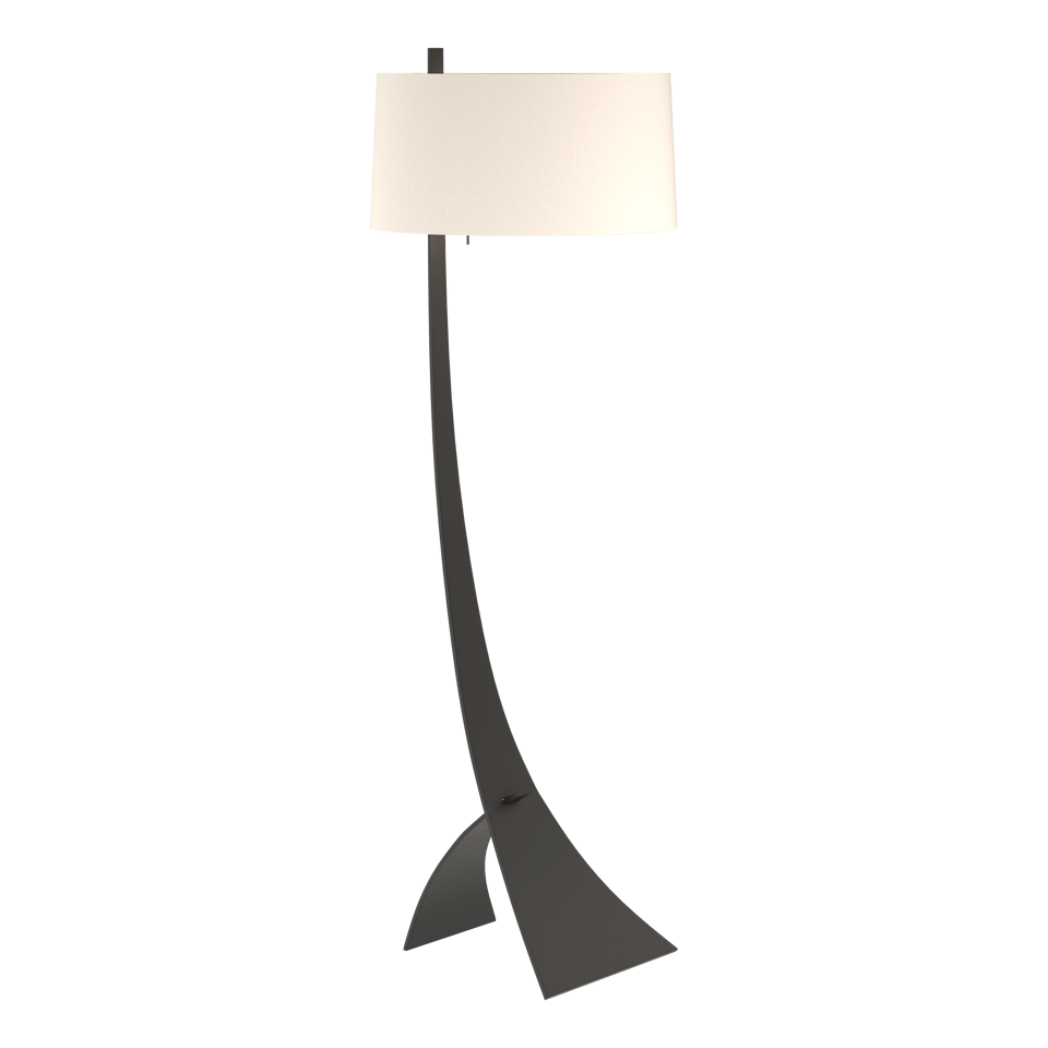 Hubbardton Forge Stasis Floor Lamp 58.5" Tall Hand-Forged Iron with Flax Linen Shade