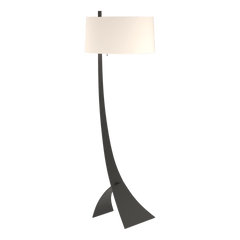 Hubbardton Forge Stasis Floor Lamp 58.5" Tall Hand-Forged Iron with Flax Linen Shade