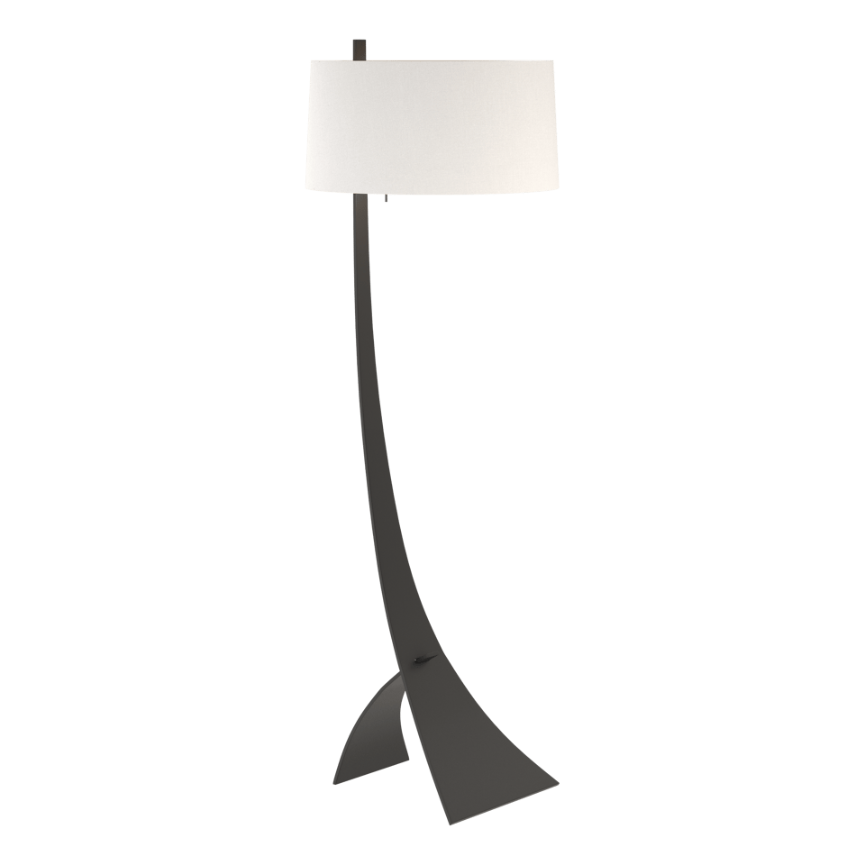 Hubbardton Forge Stasis Floor Lamp 58.5" Tall Hand-Forged Iron with Flax Linen Shade