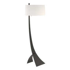 Hubbardton Forge Stasis Floor Lamp 58.5" Tall Hand-Forged Iron with Flax Linen Shade