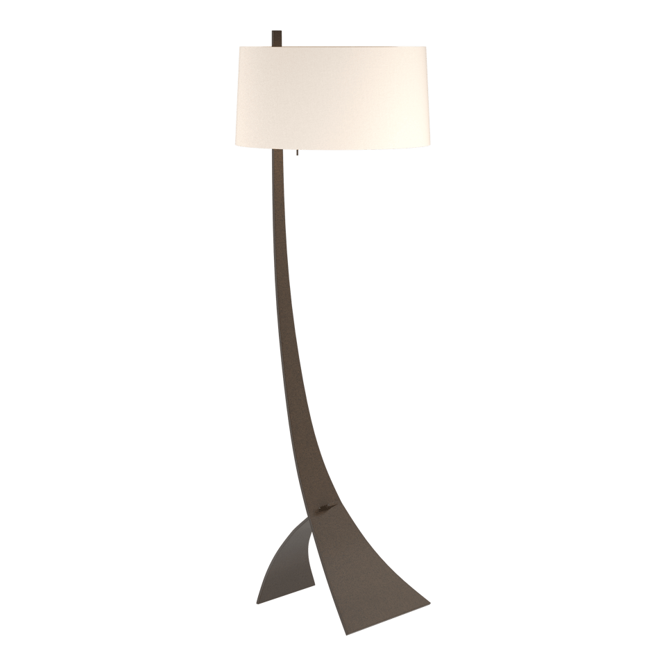 Hubbardton Forge Stasis Floor Lamp 58.5" Tall Hand-Forged Iron with Flax Linen Shade