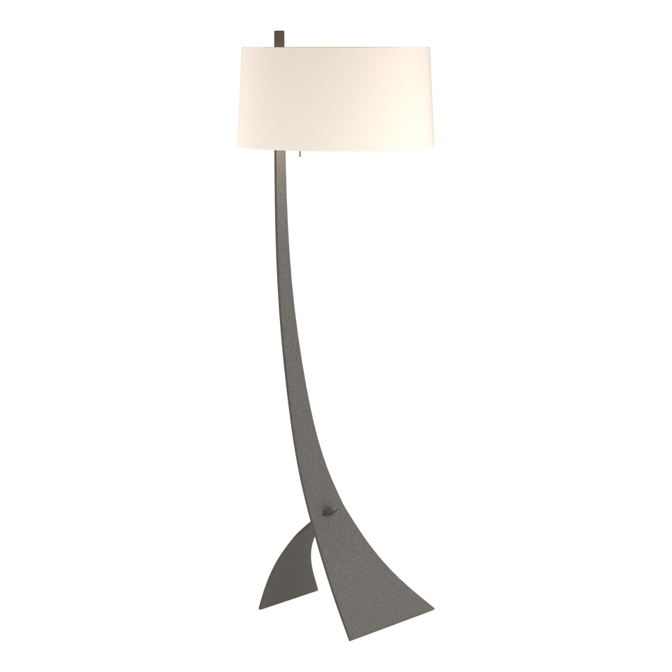 Hubbardton Forge Stasis Floor Lamp 58.5" Tall Hand-Forged Iron with Flax Linen Shade