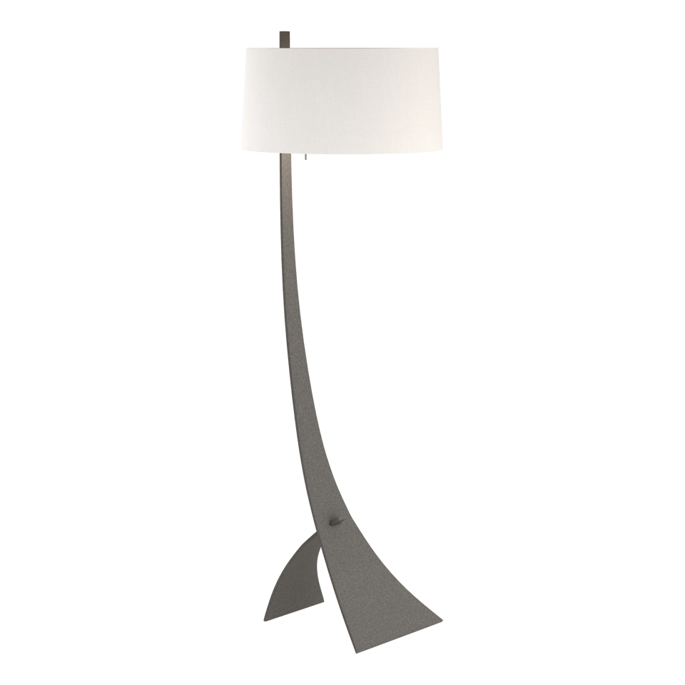 Hubbardton Forge Stasis Floor Lamp 58.5" Tall Hand-Forged Iron with Flax Linen Shade