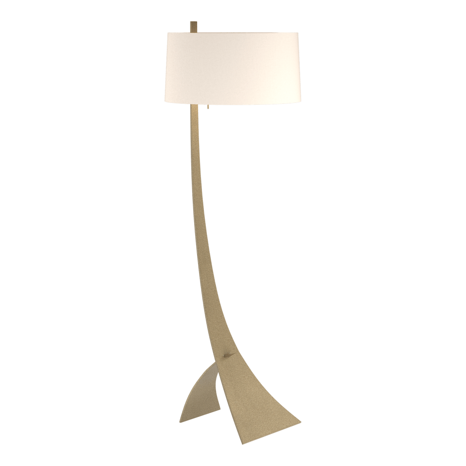 Hubbardton Forge Stasis Floor Lamp 58.5" Tall Hand-Forged Iron with Flax Linen Shade