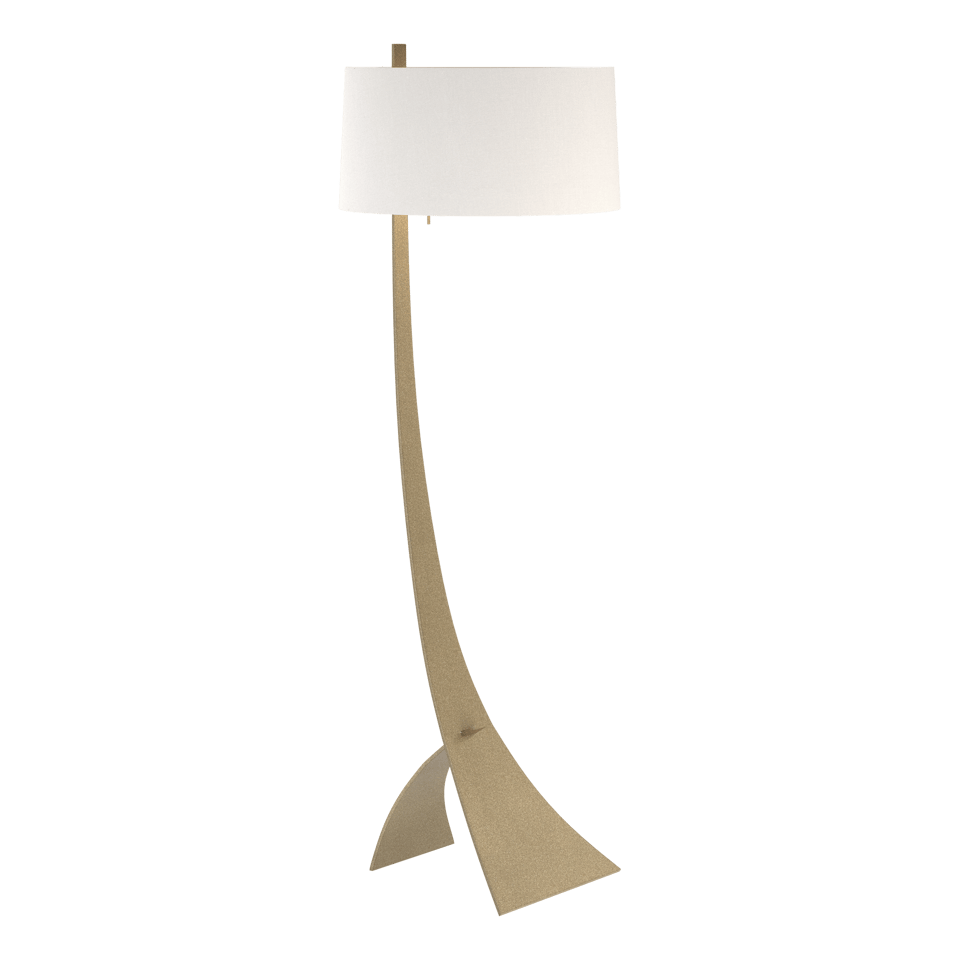 Hubbardton Forge Stasis Floor Lamp 58.5" Tall Hand-Forged Iron with Flax Linen Shade