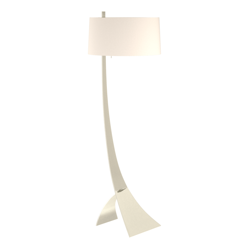 Hubbardton Forge Stasis Floor Lamp 58.5" Tall Hand-Forged Iron with Flax Linen Shade