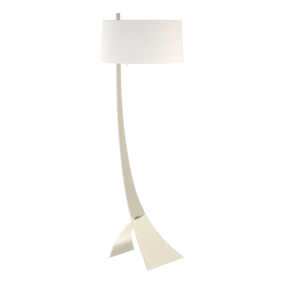 Hubbardton Forge Stasis Floor Lamp 58.5" Tall Hand-Forged Iron with Flax Linen Shade