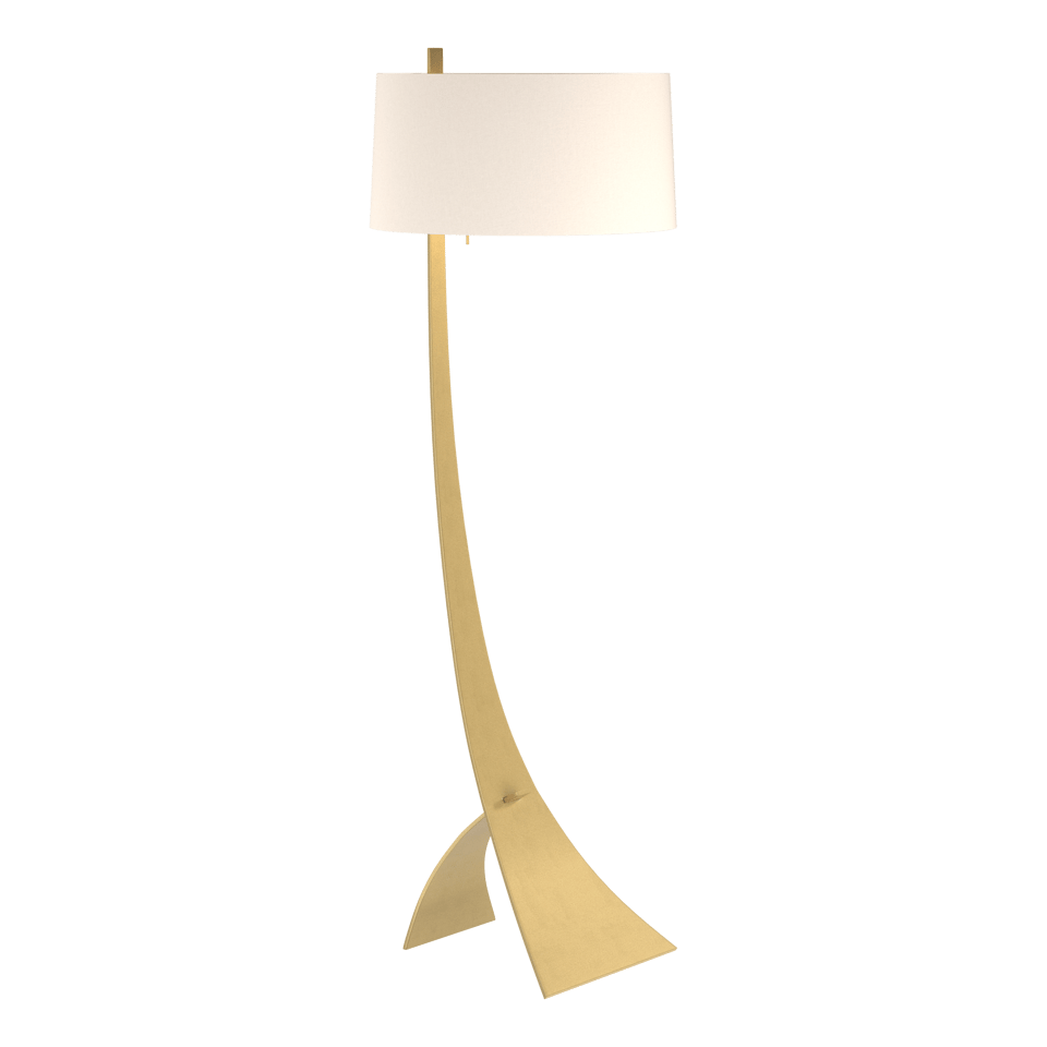 Hubbardton Forge Stasis Floor Lamp 58.5" Tall Hand-Forged Iron with Flax Linen Shade