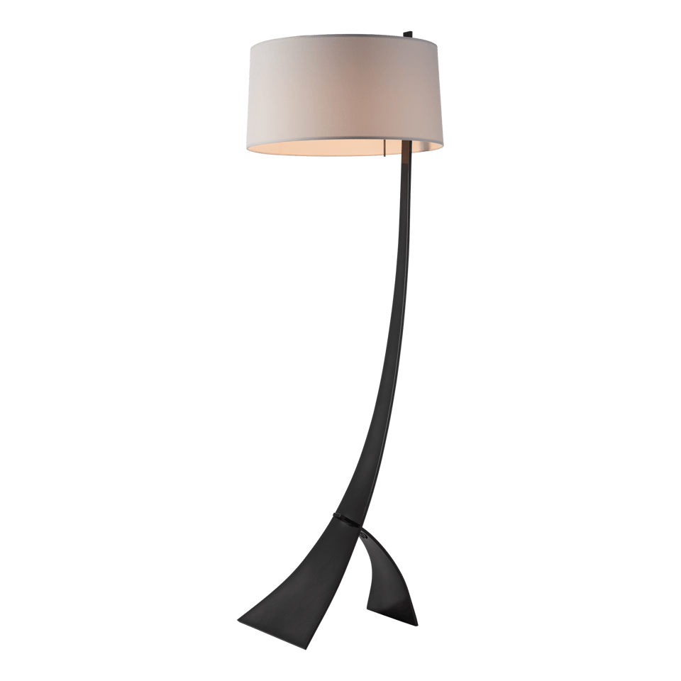 Hubbardton Forge Stasis Floor Lamp 58.5" Tall Hand-Forged Iron with Flax Linen Shade