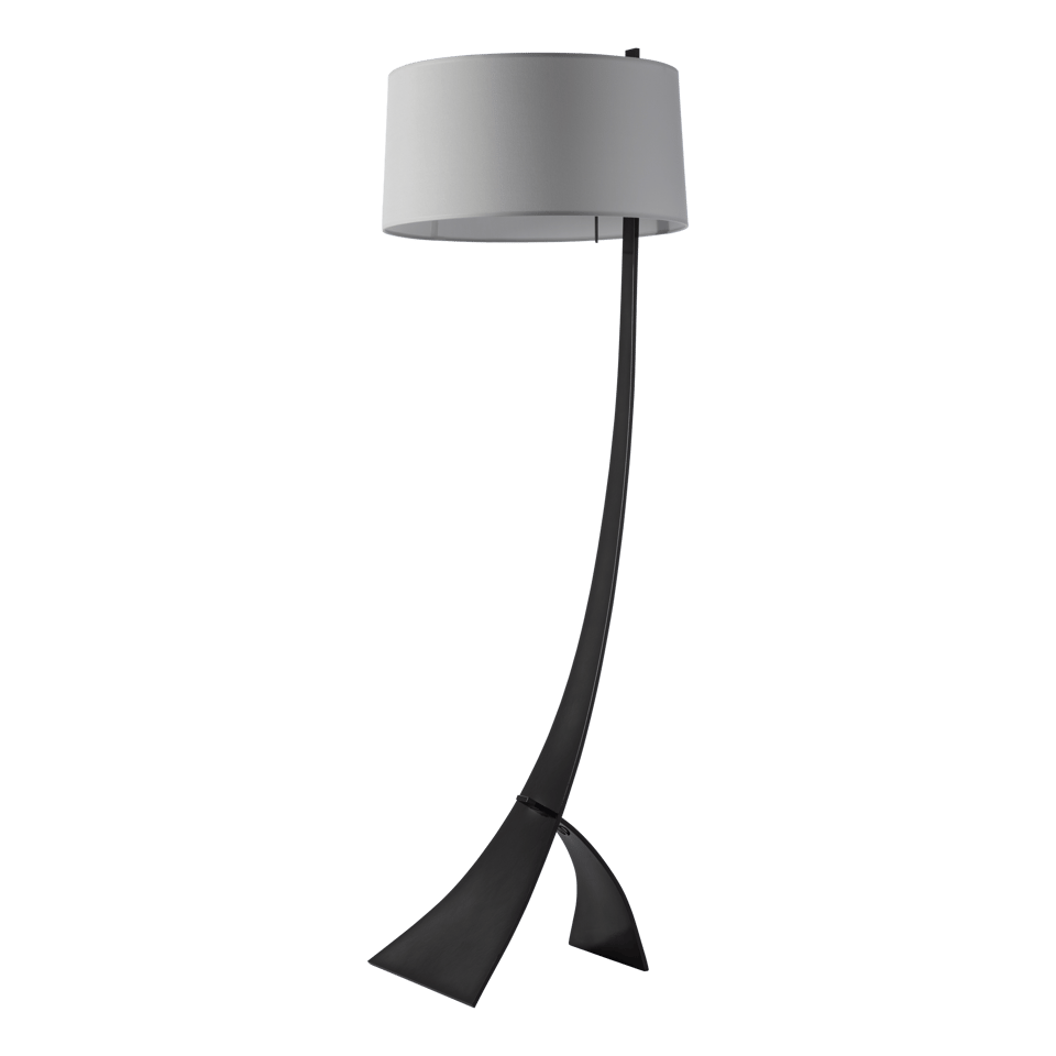 Hubbardton Forge Stasis Floor Lamp 58.5" Tall Hand-Forged Iron with Flax Linen Shade