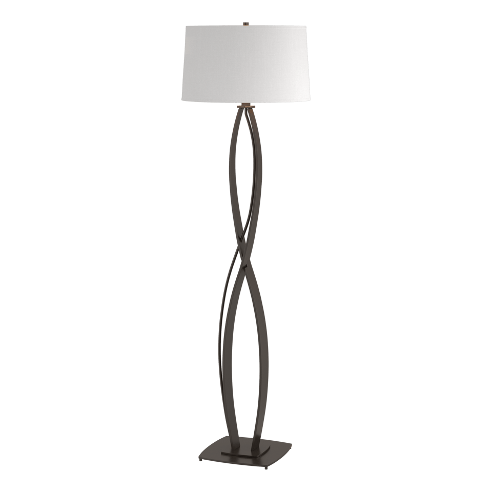 Almost Infinity Floor Lamp 59.5" Tall by Hubbardton Forge - Handcrafted Steel, Dimmable, Linen Shade