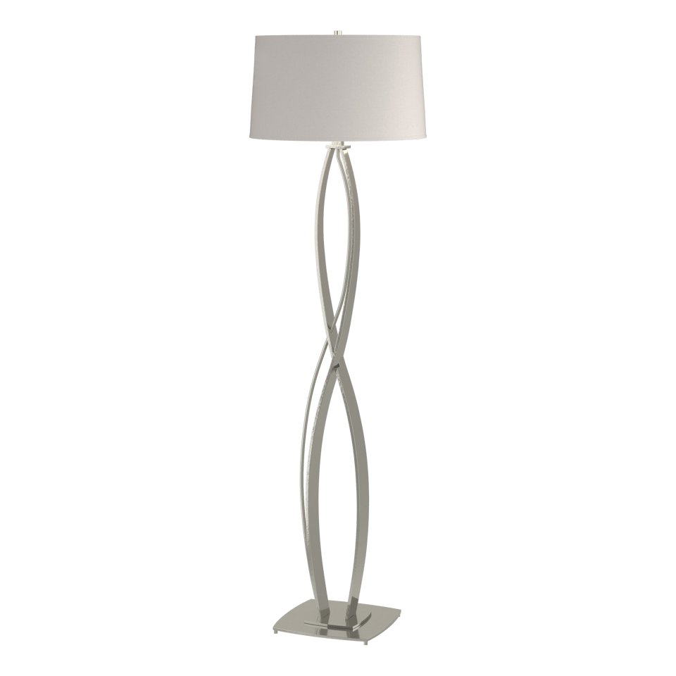 Almost Infinity Floor Lamp 59.5" Tall by Hubbardton Forge - Handcrafted Steel, Dimmable, Linen Shade