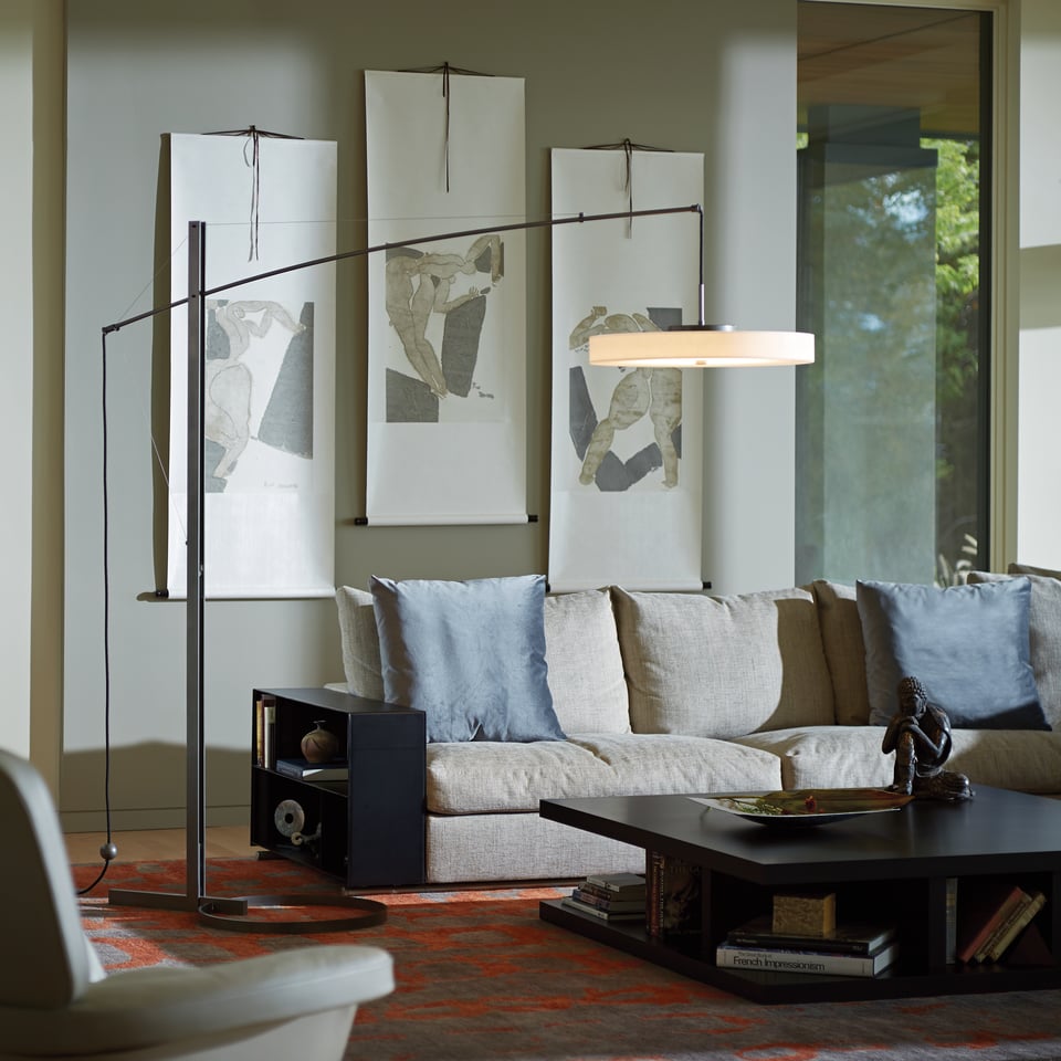 Hubbardton Forge Disq Arc LED Floor Lamp 234510, Adjustable Design, Multiple Finishes, Energy Efficient