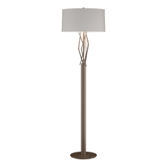 Hubbardton Forge Brindille Floor Lamp, 60.69" Height, Natural Linen Shade, Handcrafted Elegance