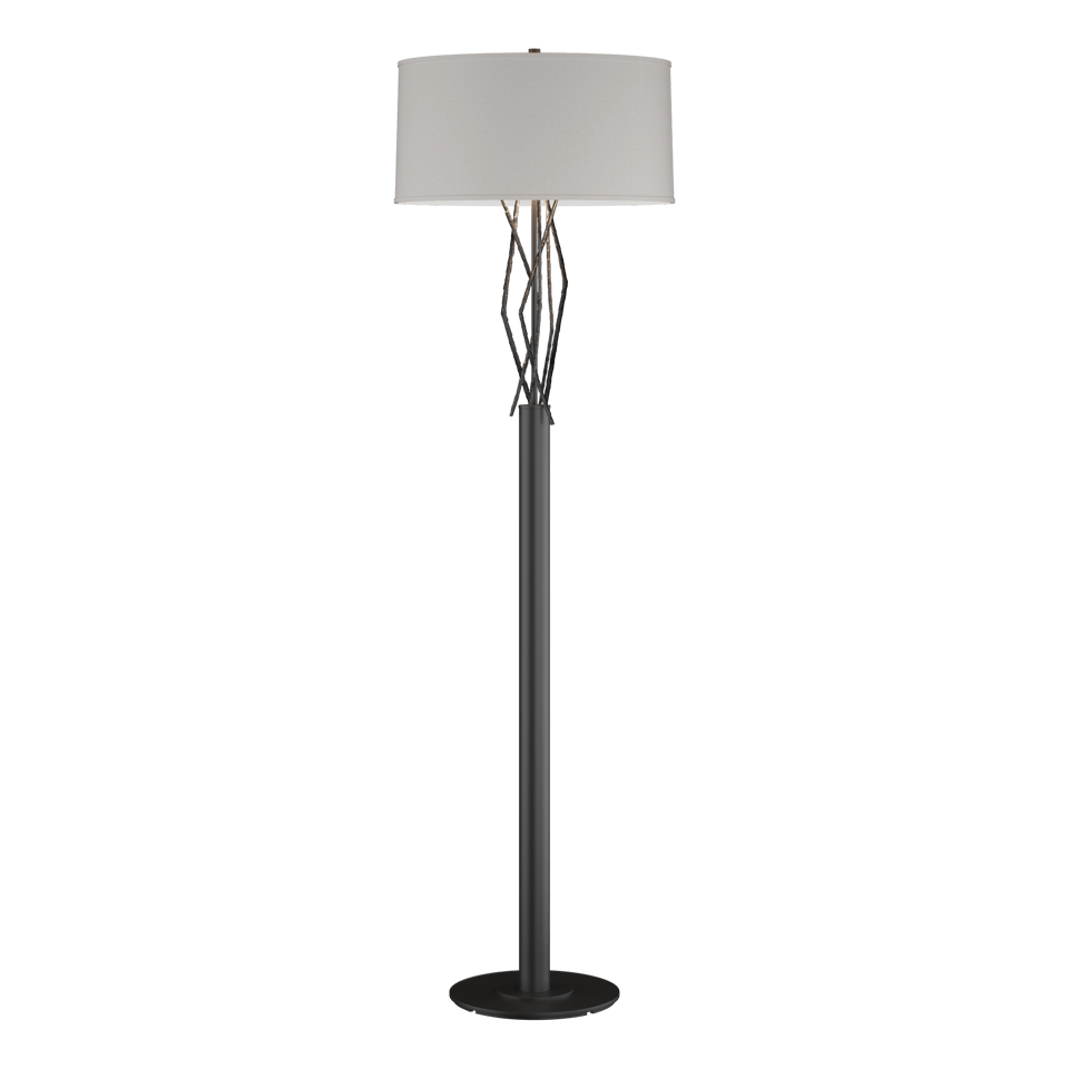 Hubbardton Forge Brindille Floor Lamp, 60.69" Height, Natural Linen Shade, Handcrafted Elegance