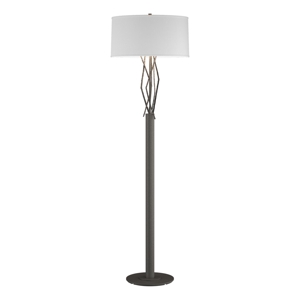 Hubbardton Forge Brindille Floor Lamp, 60.69" Height, Natural Linen Shade, Handcrafted Elegance