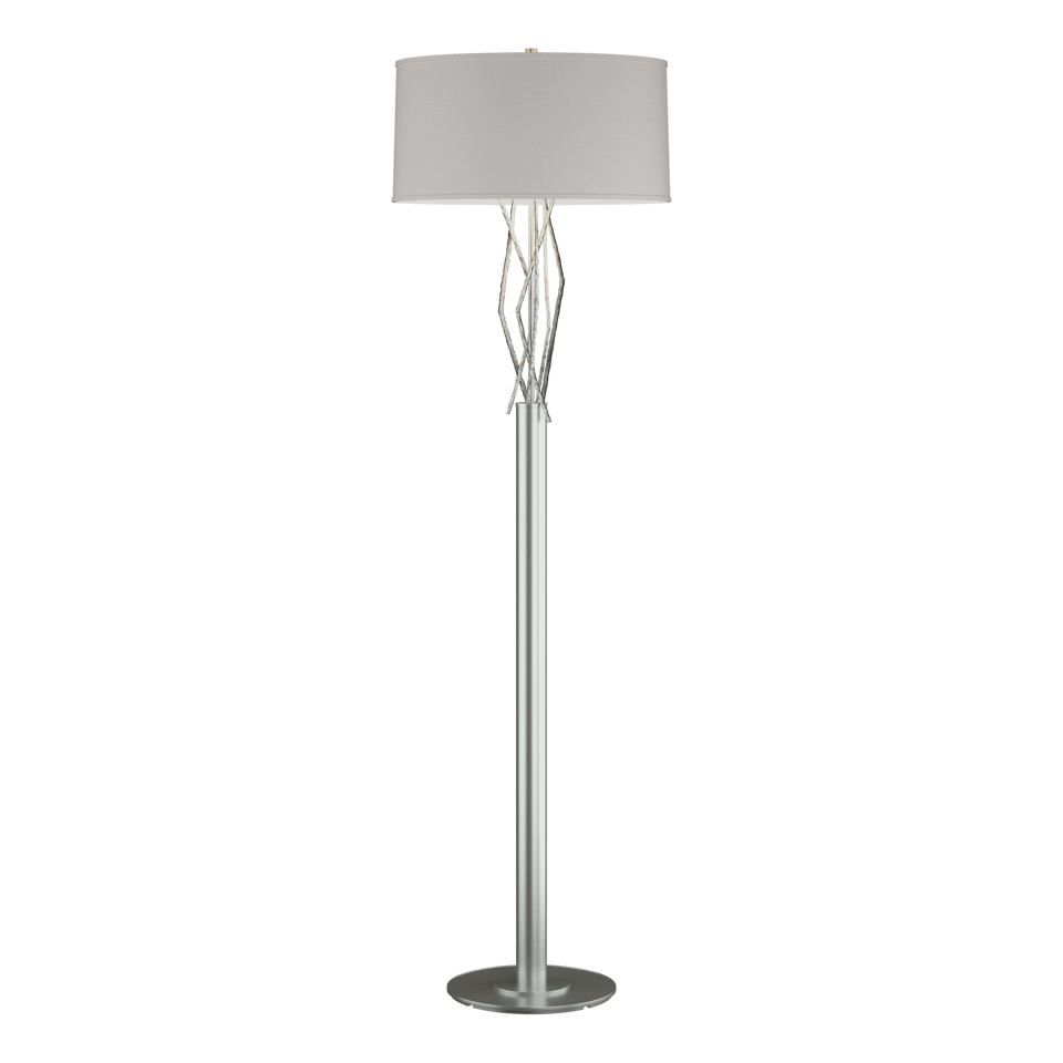 Hubbardton Forge Brindille Floor Lamp, 60.69" Height, Natural Linen Shade, Handcrafted Elegance