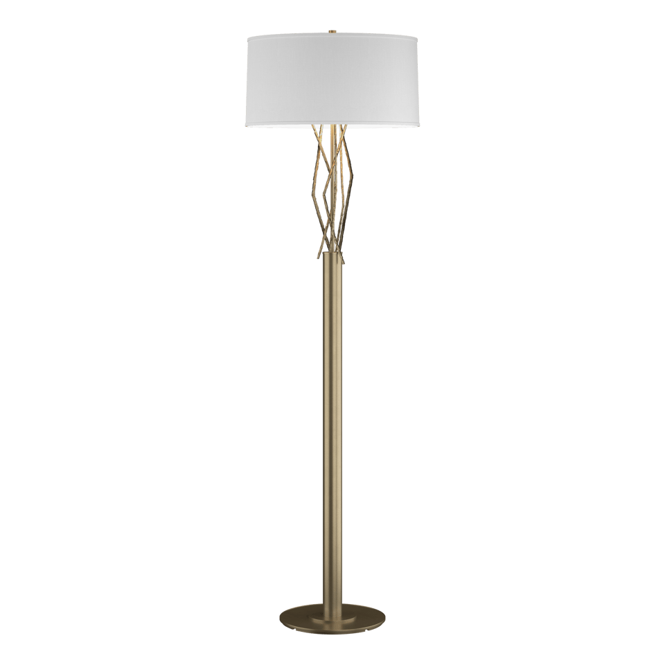 Hubbardton Forge Brindille Floor Lamp, 60.69" Height, Natural Linen Shade, Handcrafted Elegance