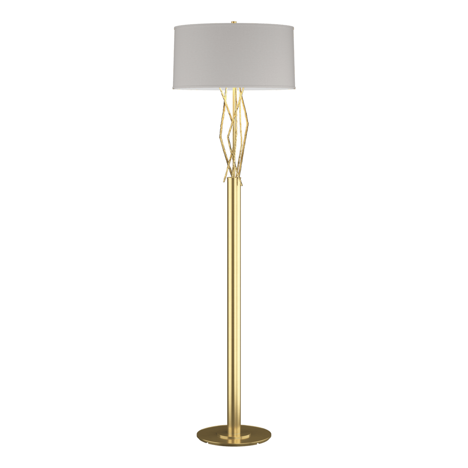 Hubbardton Forge Brindille Floor Lamp, 60.69" Height, Natural Linen Shade, Handcrafted Elegance