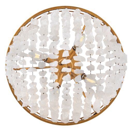 Myra 65.5" Large Distressed Brass Chandelier with Rock Crystal - 12 Light Fixture by Fredrick Ramond