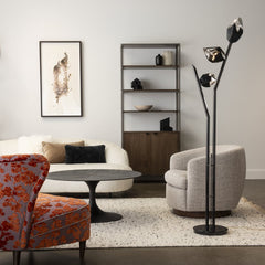 Hubbardton Forge Chrysalis 3-Light Dimmable Torchiere Floor Lamp with Glass Shades, 74.4" Height