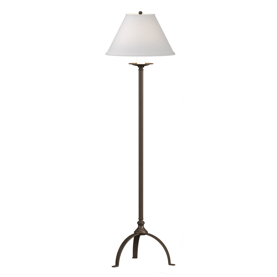 Hubbardton Forge Simple Lines Floor Lamp, Hand-Forged Steel, Dimmable, Linen Shade, 58" Tall