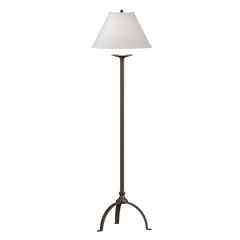 Hubbardton Forge Simple Lines Floor Lamp, Hand-Forged Steel, Dimmable, Linen Shade, 58" Tall