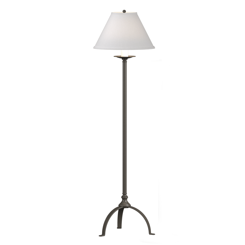 Hubbardton Forge Simple Lines Floor Lamp, Hand-Forged Steel, Dimmable, Linen Shade, 58" Tall