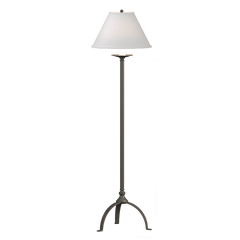 Hubbardton Forge Simple Lines Floor Lamp, Hand-Forged Steel, Dimmable, Linen Shade, 58" Tall