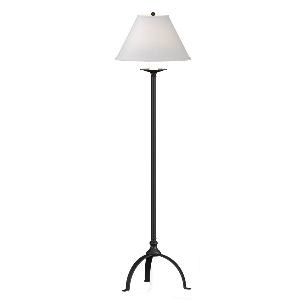 Hubbardton Forge Simple Lines Floor Lamp, Hand-Forged Steel, Dimmable, Linen Shade, 58" Tall