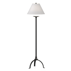 Hubbardton Forge Simple Lines Floor Lamp, Hand-Forged Steel, Dimmable, Linen Shade, 58" Tall