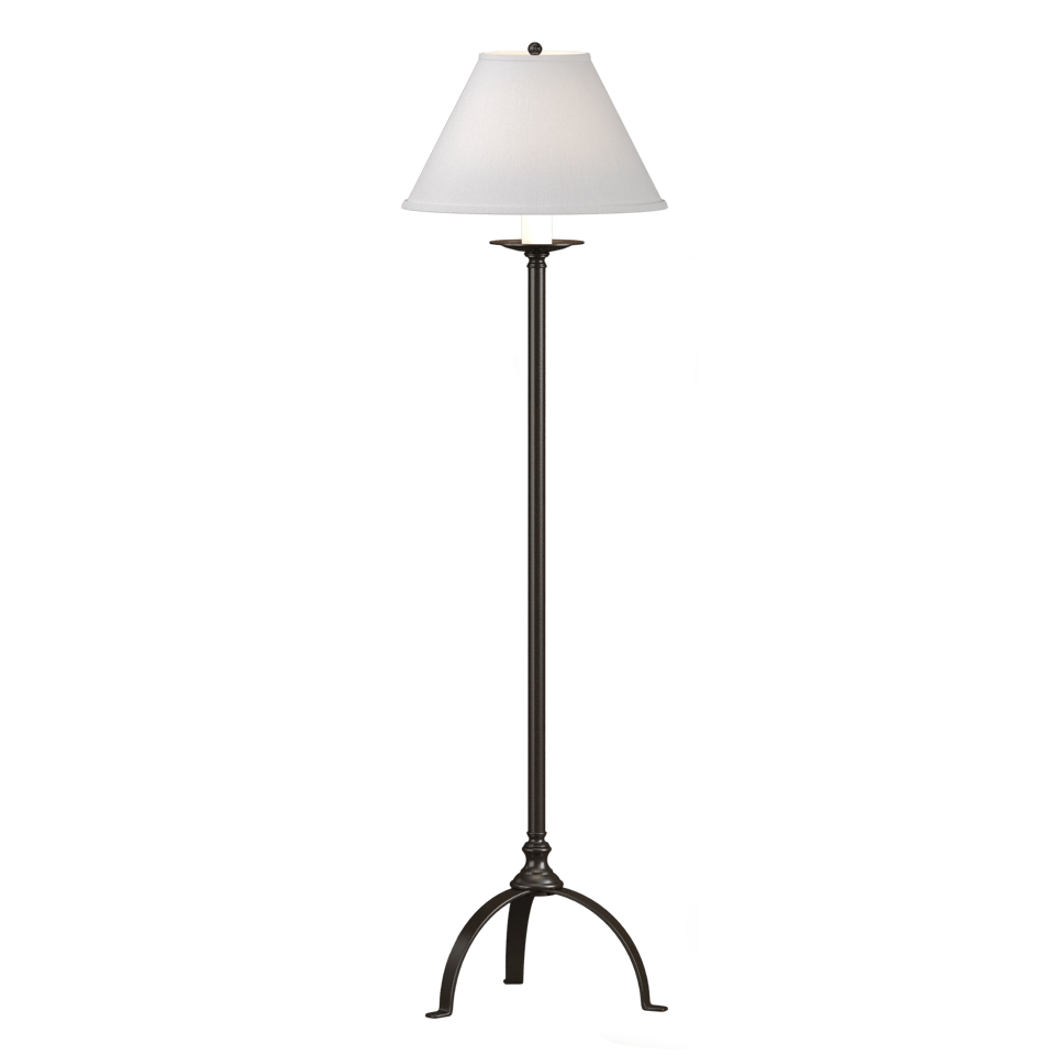 Hubbardton Forge Simple Lines Floor Lamp, Hand-Forged Steel, Dimmable, Linen Shade, 58" Tall