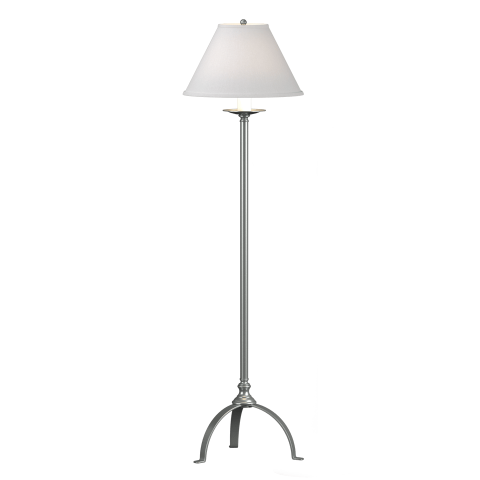 Hubbardton Forge Simple Lines Floor Lamp, Hand-Forged Steel, Dimmable, Linen Shade, 58" Tall