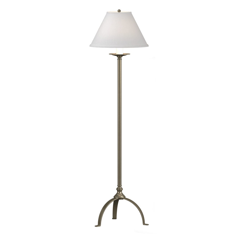 Hubbardton Forge Simple Lines Floor Lamp, Hand-Forged Steel, Dimmable, Linen Shade, 58" Tall