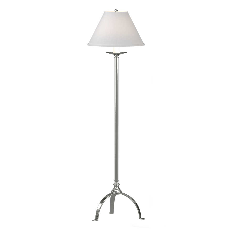 Hubbardton Forge Simple Lines Floor Lamp, Hand-Forged Steel, Dimmable, Linen Shade, 58" Tall